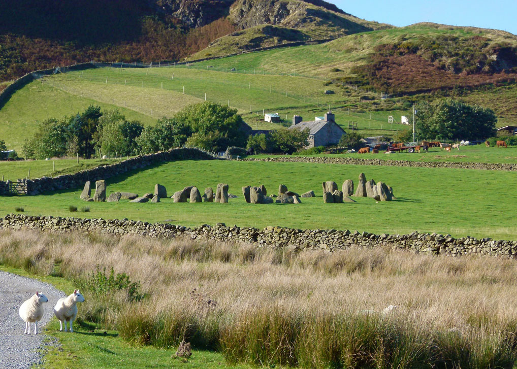 Swinside Stone Circle is in a slight hollow and emerges into vision gradually Swinside Stone Circle, Lake District
