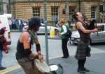 Performers at festival time in Edinburgh