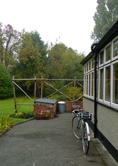 Mendips - outside the kitchen window looking into the back garden. John was given an emerald green Raleigh Lenton bicycle as a reward for passing his 11+ Mendips, kitchen, John Lennon, emerald green, Raleigh Lenton, bicycle