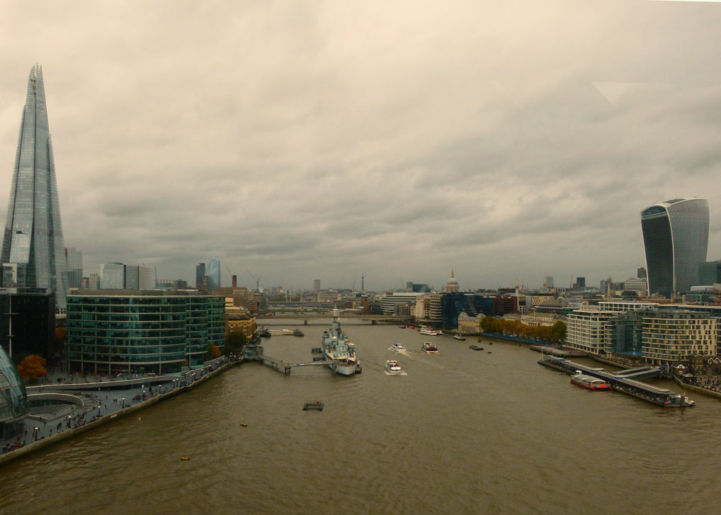 The view looking west, taking in HMS Belfrast, the Shard, St Paul's, the Monument, BT Tower - pretty much everything! View of London looking west