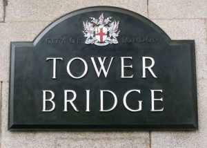 Sign for Tower Bridge